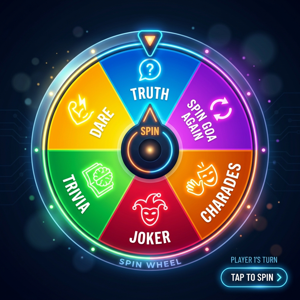 Interactive virtual party game wheel